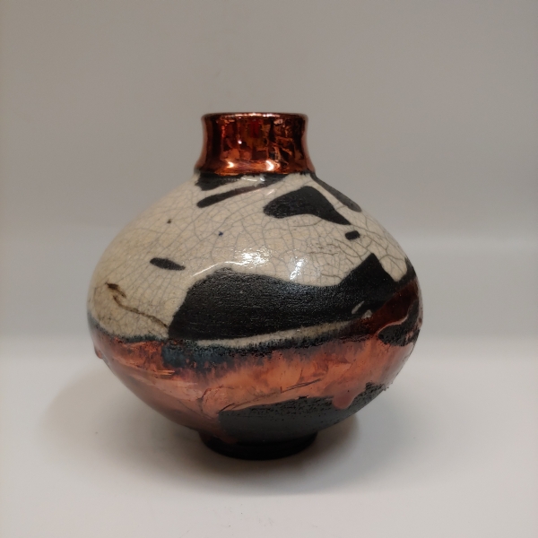 #220717 Raku Copper, White Crackle and Black $22 at Hunter Wolff Gallery